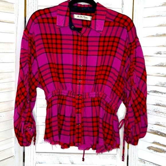 Free People Pacific Dawn Plaid Flannel Top - Picture 4 of 10